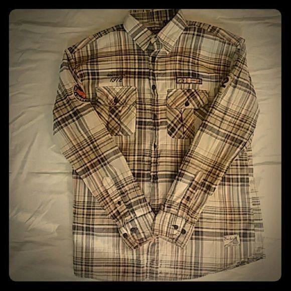 Mens XL Evolution Long Sleeve Plaid Button Up - Picture 1 of 2